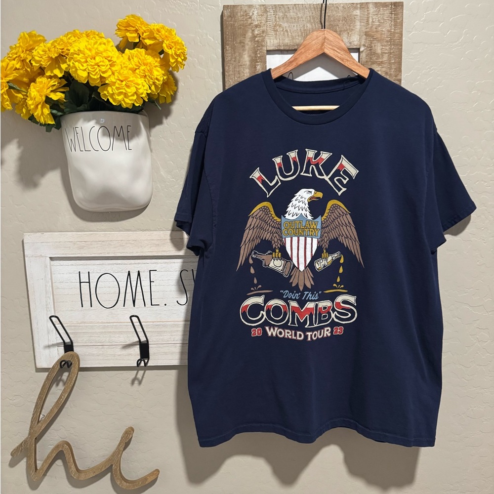 Luke Combs 2023 Doin' This World Tour T-Shirt Blue XL